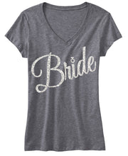 Load image into Gallery viewer, Bride Glitter Shirt Cursive Print
