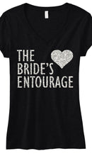 Load image into Gallery viewer, BRIDE&#39;S ENTOURAGE Glitter Black V-neck Shirt
