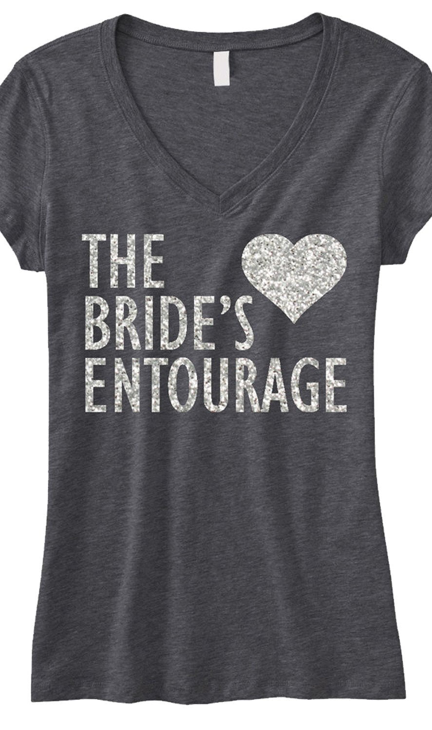 BRIDE'S ENTOURAGE Glitter Gray V-neck Shirt