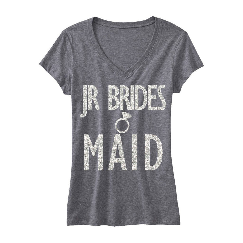 JR BRIDESMAID Glitter VNeck Shirt in Gray