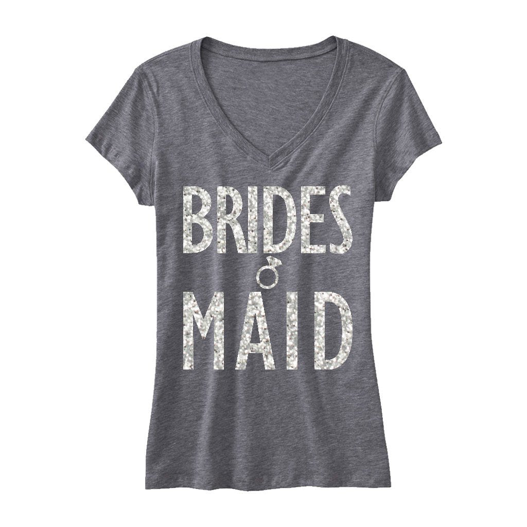 BRIDESMAID Glitter Gray VNeck Shirt