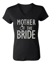 Load image into Gallery viewer, MOTHER of the BRIDE GLITTER Shirt Black V-neck
