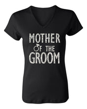 Load image into Gallery viewer, MOTHER of the GROOM GLITTER Shirt Black V-neck
