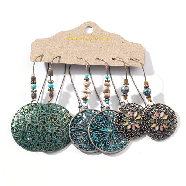 3 Pairs Bohemian Earrings