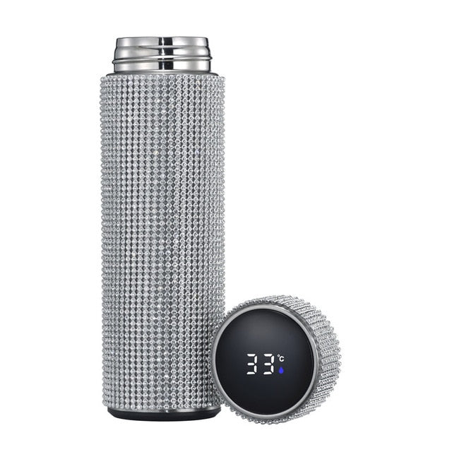 Rhinestone Stainless Steel Smart Temperature Water Bottle